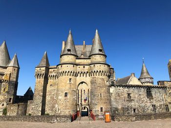 Low angle view of historic building against clear sky