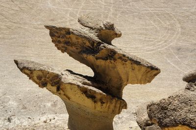 High angle view of rock formations at ciudad encantada de bolnuevo