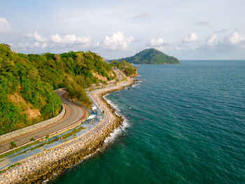 High angle view of sea against sky