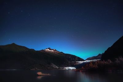 Scenic view of lake at night