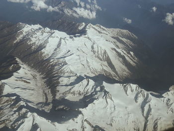 Scenic view of snowcapped mountains during winter