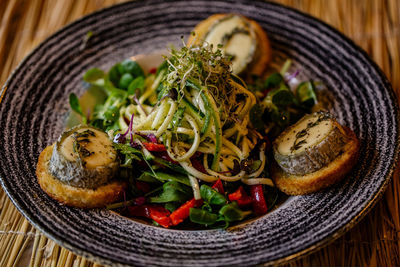 Close-up of meal served in plate