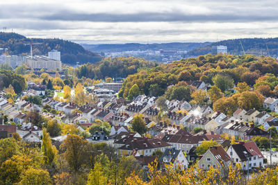 Elevated view of houses in suburbs