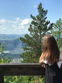 Rear view of woman looking at view