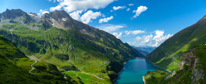 Panorama of the kaprun dam, a hydroelectric power station in the austrian alps