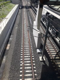 High angle view of railroad station platform