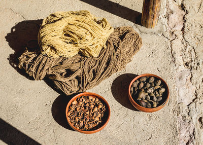 High angle view of food drying in bowl