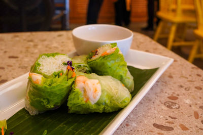 Close-up of food on table