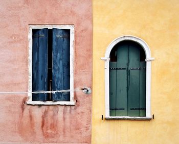 Closed door of building