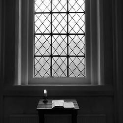 View of building through window