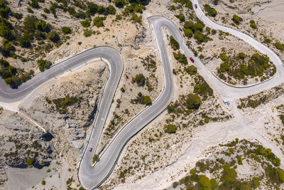 High angle view of vehicles on road