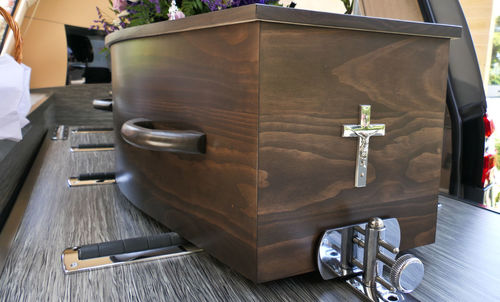 Close-up of empty box on table