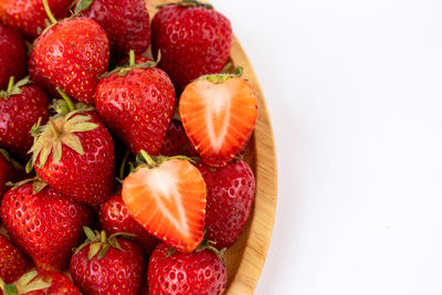 High angle view of strawberries