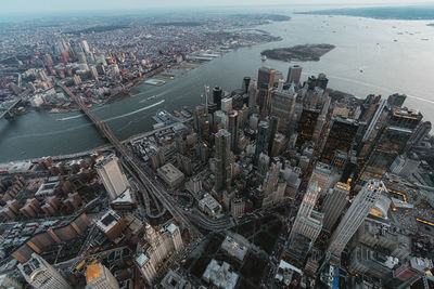 High angle view of buildings in city