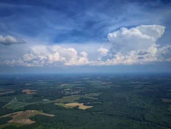 Aerial view of landscape against sky. north carolina