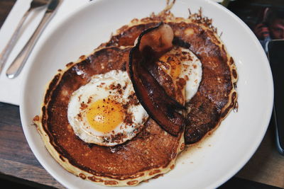 High angle view of breakfast in plate