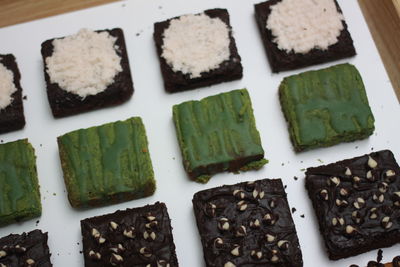 High angle view of dessert in container