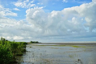 Scenic view of lake against sky