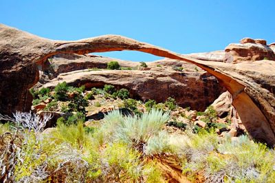 Scenic view of landscape against clear blue sky