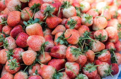 Full frame shot of strawberries in market