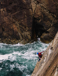 Scenic view of rocks at shore