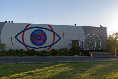 View of basketball court against clear sky