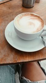 High angle view of coffee on table