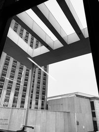 Low angle view of modern building against clear sky