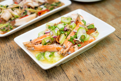 Close-up of food in plate on table