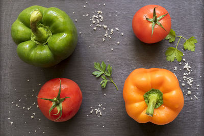 High angle view of tomatoes in plate