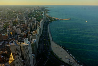 High angle view of buildings in city