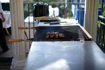 Food on barbecue grill at home