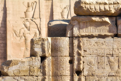 Sculpture of sculptures outside temple