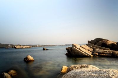 Scenic view of sea against clear sky