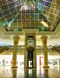 Low angle view of illuminated ceiling