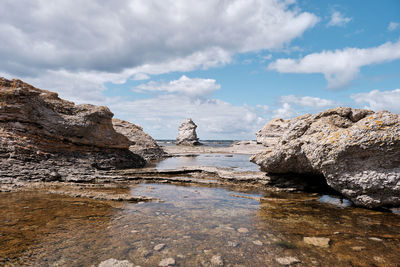 Scenic view of sea against sky at fårö 