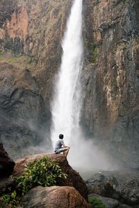 View of waterfall in forest