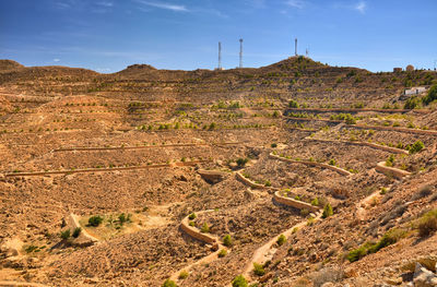 Scenic view of land against sky