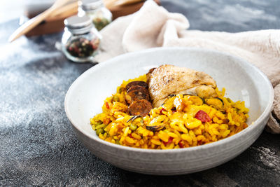 Close-up of food in bowl on table