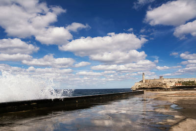 View of sea against cloudy sky