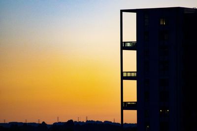Silhouette building against sky during sunset