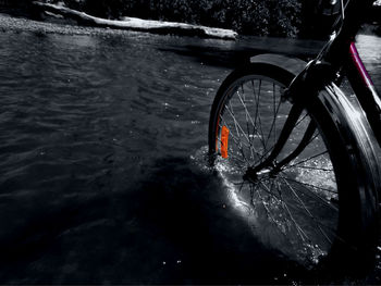 Bicycle wheel in water