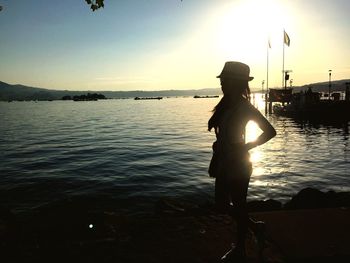 Scenic view of sea at sunset