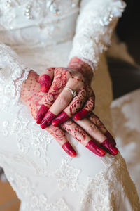 Close-up of hand holding bouquet