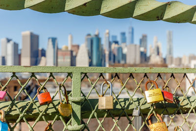 Low angle view of metallic fence