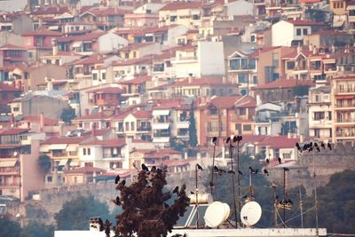 High angle view of buildings in city