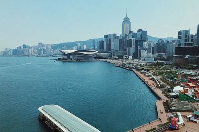 Aerial view of city at waterfront