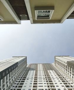 Low angle view of buildings against clear sky