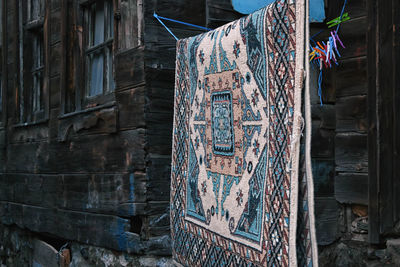 View of carpet drying on clothesline