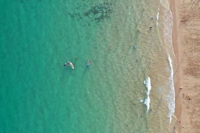 High angle view of people on beach